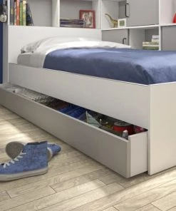 Diagone Lits Lit Rangement 90x200 Effet Bois Gris -Sommiers Soldes lit rangement 90x200 effet bois gris 5