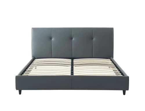 Baita Lits Lit Simili Gris 140x190 Sommier Inclus 3 Baita Lits Lit Simili Gris 140x190 Sommier Inclus