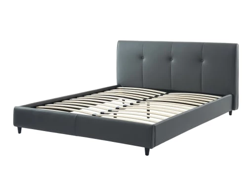 Baita Lits Lit Simili Gris 160x200 Sommier Inclus 7 Baita Lits Lit Simili Gris 160x200 Sommier Inclus – Image 5