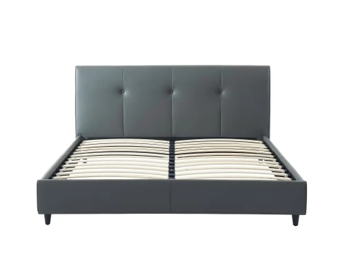 Baita Lits Lit Simili Gris 160x200 Sommier Inclus 3 Baita Lits Lit Simili Gris 160x200 Sommier Inclus