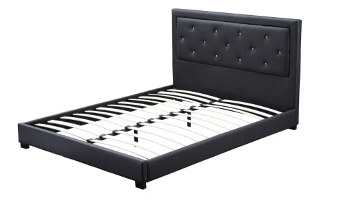 Baita Lits Lit Simili Noir 140x190 Sommier Inclus 6 Baita Lits Lit Simili Noir 140x190 Sommier Inclus – Image 4