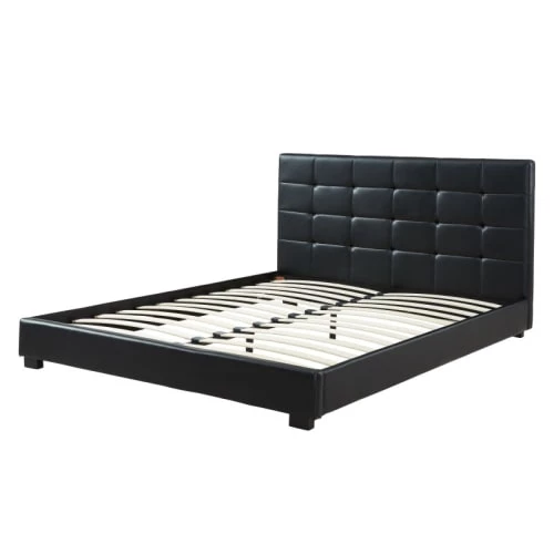 Baita Lits Lit Simili Noir 160x200 Sommier Inclus 3 Baita Lits Lit Simili Noir 160x200 Sommier Inclus