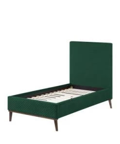 Beliani Lits Lit Simple En Velours Vert 90x200 -Sommiers Soldes lit simple en velours vert 90x200 3