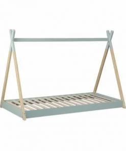 Alice's Garden Lits Lit Tipi 90x190 En Bois Massif, Pin Naturel Vert Céladon