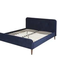 Maisons Du Monde Lits Lit Vintage 160x200 Avec Sommier à Lattes En Velours Bleu Nuit, OEKO-TEX® -Sommiers Soldes lit vintage 160x200 avec sommier a lattes en velours bleu nuit oeko tex 1000 0 33 219793 4