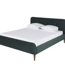 Maisons Du Monde Lits Lit Vintage 160x200 Avec Sommier à Lattes En Velours Vert Foncé, OEKO-TEX® -Sommiers Soldes lit vintage 160x200 avec sommier a lattes en velours vert fonce oeko tex 1000 5 38 219798 2