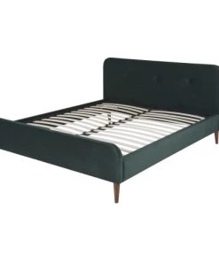 Maisons Du Monde Lits Lit Vintage 160x200 Avec Sommier à Lattes En Velours Vert Foncé, OEKO-TEX® -Sommiers Soldes lit vintage 160x200 avec sommier a lattes en velours vert fonce oeko tex 1000 5 38 219798 4
