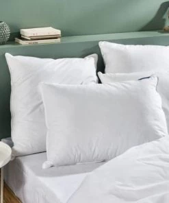 Bleu Câlin Oreillers Oreiller Moelleux 90% Duvet De Canard Enveloppe Coton Percale 50x70cm -Sommiers Soldes oreiller moelleux 90 duvet de canard enveloppe coton percale 50x70cm 2
