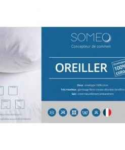 Someo Oreillers Oreiller Moelleux Enveloppe Percale -Sommiers Soldes oreiller moelleux enveloppe percale 2