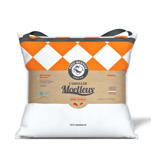 Petit Meunier Oreillers Oreiller Moelleux Naturel Carré 60x60 4 Petit Meunier Oreillers Oreiller Moelleux Naturel Carré 60x60 – Image 2