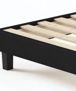Homifab Sommiers Sommier à Lattes 90x190 Cm En Tissu Déco Noir -Sommiers Soldes sommier a lattes 90x190 cm en tissu deco noir 2