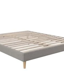 Moondaca Sommiers Sommier à Lattes En Kit 140x190 Tissu Déco + 4 Pieds