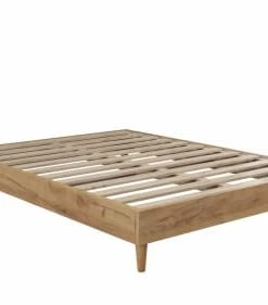 Moondaca Sommiers Sommier à Lattes En Kit 160x200 Bois Déco Chêne + 5 Pieds