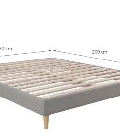 Moondaca Sommiers Sommier à Lattes En Kit 160x200 Tissu Déco + 4 Pieds -Sommiers Soldes sommier a lattes en kit 160x200 tissu deco 4 pieds 11
