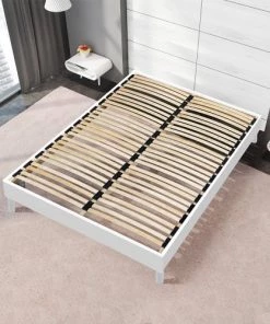 Maison Aubertin Sommiers Sommier à Lattes En Kit Bois Couleur Blanc 140x190 -Sommiers Soldes sommier a lattes en kit bois couleur blanc 140x190 2