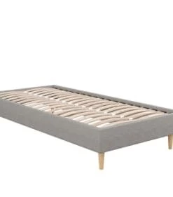 Moondaca Sommiers Sommier Déco Tapissier En Kit 90x190 Gris Clair 4 Pieds Inclus