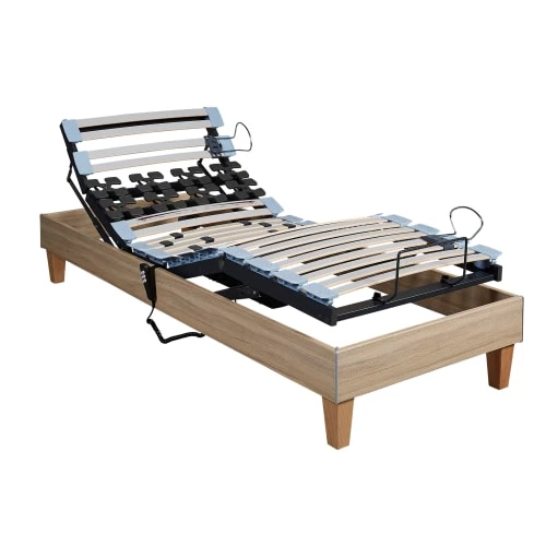 Sommiers Sommier électrique Someo Décor Chêne Clair 90x190 3 Sommiers Sommier électrique Someo Décor Chêne Clair 90x190