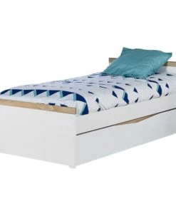 ID Kids Sommiers Sommier Gigogne 90x190 Cm Effet Bois Blanc -Sommiers Soldes sommier gigogne 90x190 cm effet bois blanc 1