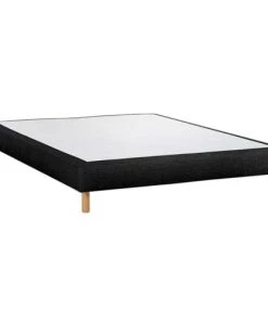 Bonne Manière Sommiers Sommier Tapisser Noir 160x200cm + 5 Pieds Made In France