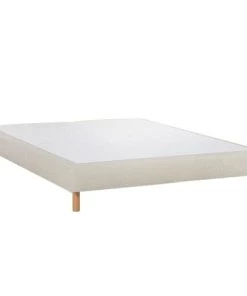 Bonne Manière Sommiers Sommier Tapissier Creme 140x190cm + 4 Pieds Made In France