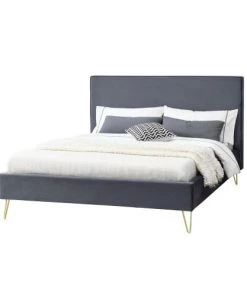 Concept Usine Lits Structure De Lit 140 X 190 Cm En Velours Et Laiton Gris 13 Concept Usine Lits Structure De Lit 140 X 190 Cm En Velours Et Laiton Gris -Sommiers Soldes structure de lit 140 x 190 cm en velours et laiton gris 11