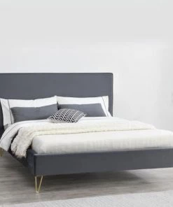 Concept Usine Lits Structure De Lit 140 X 190 Cm En Velours Et Laiton Gris 9 Concept Usine Lits Structure De Lit 140 X 190 Cm En Velours Et Laiton Gris -Sommiers Soldes structure de lit 140 x 190 cm en velours et laiton gris 7