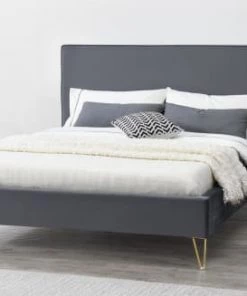 Concept Usine Lits Structure De Lit 140 X 190 Cm En Velours Et Laiton Gris 10 Concept Usine Lits Structure De Lit 140 X 190 Cm En Velours Et Laiton Gris -Sommiers Soldes structure de lit 140 x 190 cm en velours et laiton gris 8