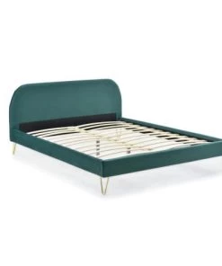 Concept Usine Lits Structure De Lit 140 X 190 Cm En Velours Et Laiton Vert -Sommiers Soldes structure de lit 140 x 190 cm en velours et laiton vert 5