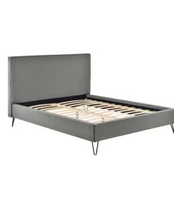 Concept Usine Lits Structure De Lit 140 X 190 Cm En Velours Gris Et Noir -Sommiers Soldes structure de lit 140 x 190 cm en velours gris et noir 11