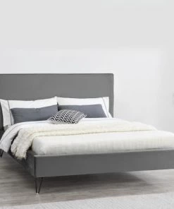 Concept Usine Lits Structure De Lit 140 X 190 Cm En Velours Gris Et Noir -Sommiers Soldes structure de lit 140 x 190 cm en velours gris et noir 7