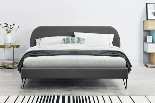 Concept Usine Lits Structure De Lit 160 X 200 Cm En Velours Gris Et Noir 5 Concept Usine Lits Structure De Lit 160 X 200 Cm En Velours Gris Et Noir – Image 3