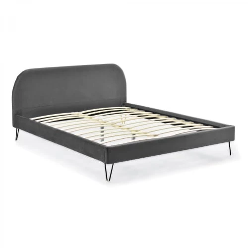 Concept Usine Lits Structure De Lit 160 X 200 Cm En Velours Gris Et Noir 7 Concept Usine Lits Structure De Lit 160 X 200 Cm En Velours Gris Et Noir – Image 5