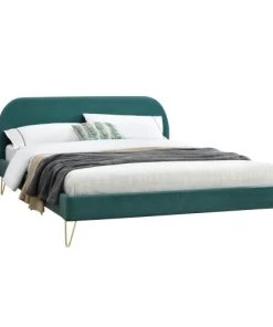 Concept Usine Lits Structure De Lit 160 X 200 Cm X 200 Cm En Velours Et Laiton Vert