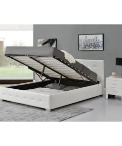 Concept Usine Lits Structure De Lit Avec Coffre 160 X 200 Cm Blanc -Sommiers Soldes structure de lit avec coffre 160 x 200 cm blanc 6