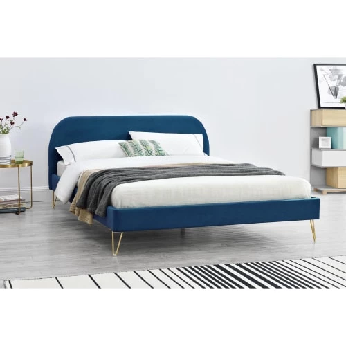 Concept Usine Lits Structure De Lit En Velours Et Laiton Bleu 5 Concept Usine Lits Structure De Lit En Velours Et Laiton Bleu – Image 3